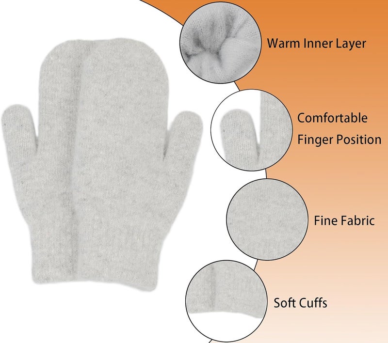FGSS Winter Warm Mittens for Women Men - Soft Faux Rabbit Fur Mittens Elastic Cuff Stretchy Knit Gloves Cold Weather - Image 4